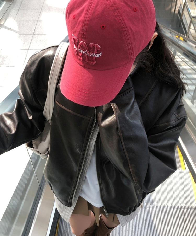 フェイクレザーレザージャンパー BROWN