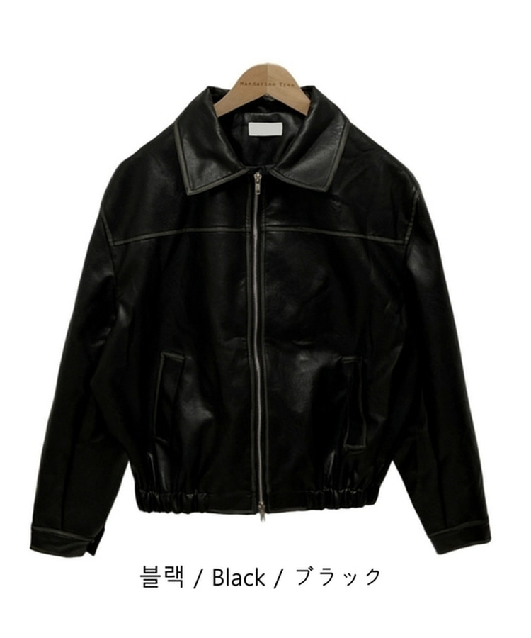 フェイクレザーレザージャンパー
