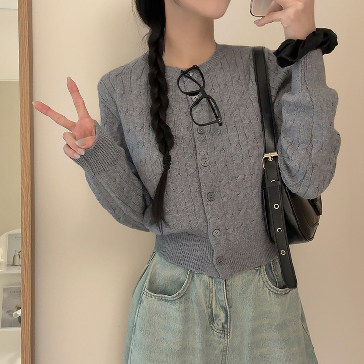 ケーブルデイリーニットカーディガン(9color) GREY