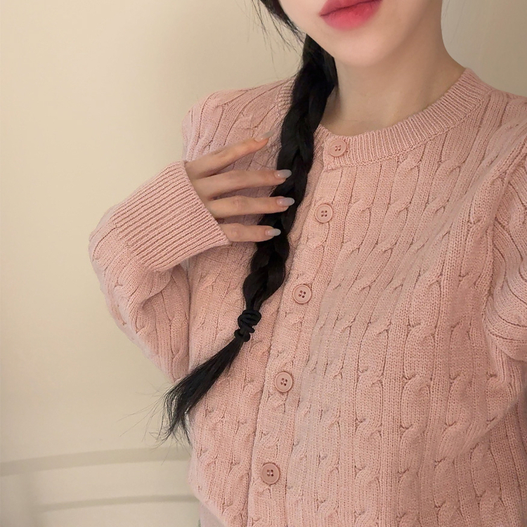 ケーブルデイリーニットカーディガン(9color) PINK