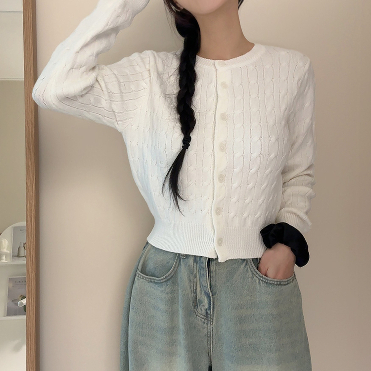 ケーブルデイリーニットカーディガン(9color) WHITE