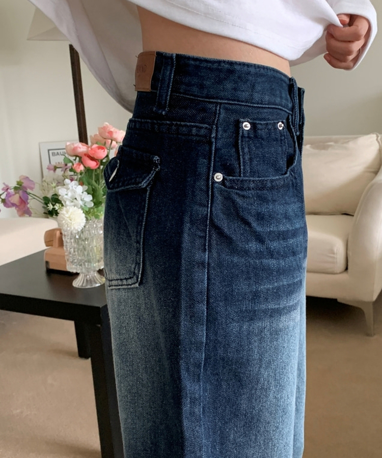 ウォッシングワイドデニムパンツ DARK DENIM