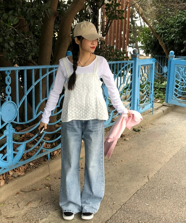ウォッシングワイドデニムパンツ LIGHT DENIM