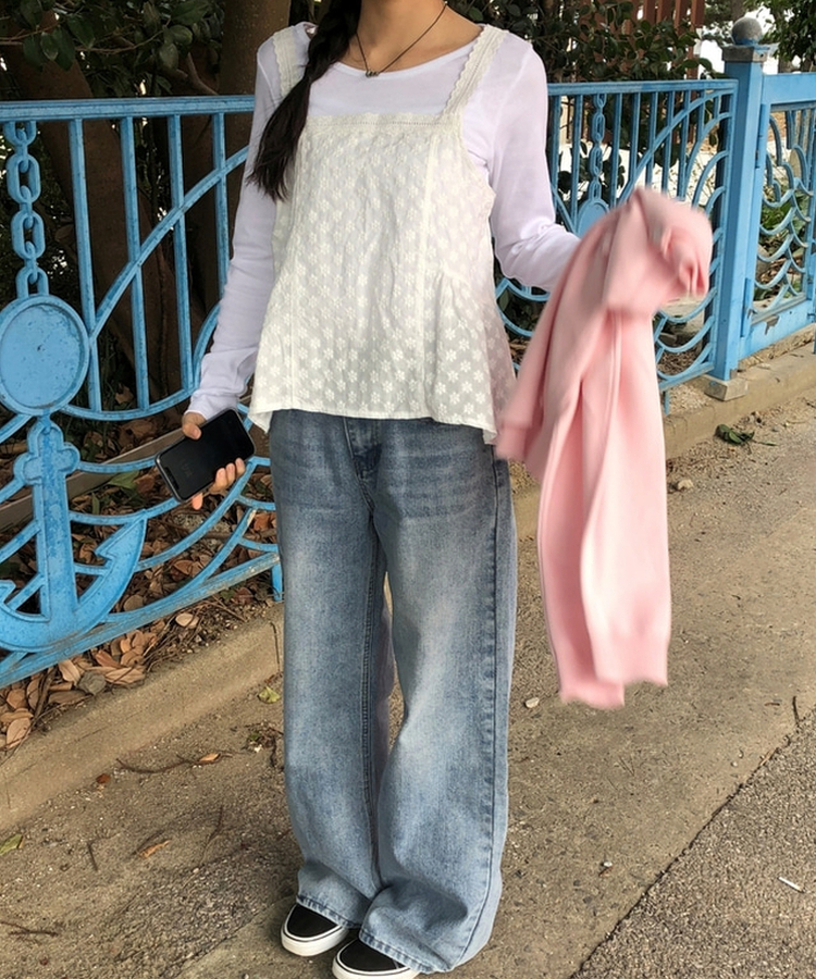 ウォッシングワイドデニムパンツ LIGHT DENIM