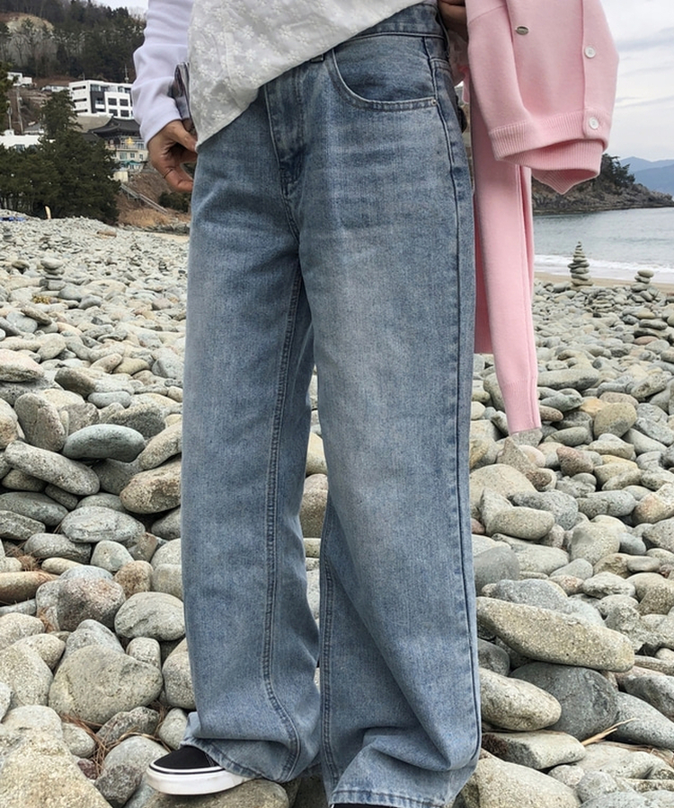 ウォッシングワイドデニムパンツ LIGHT DENIM