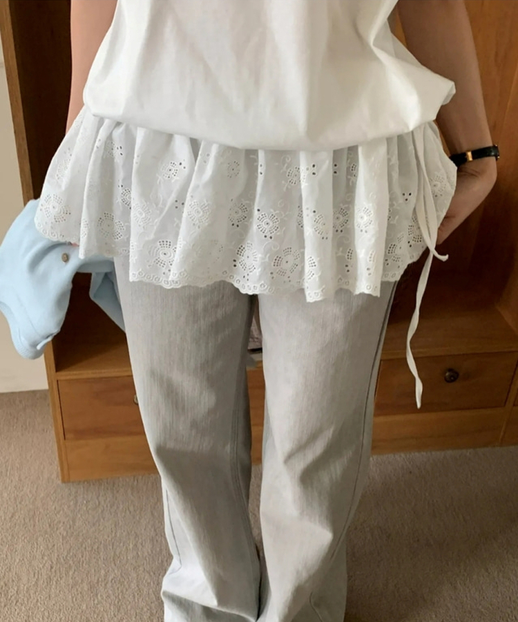 ウォッシングワイドデニムパンツ GREY