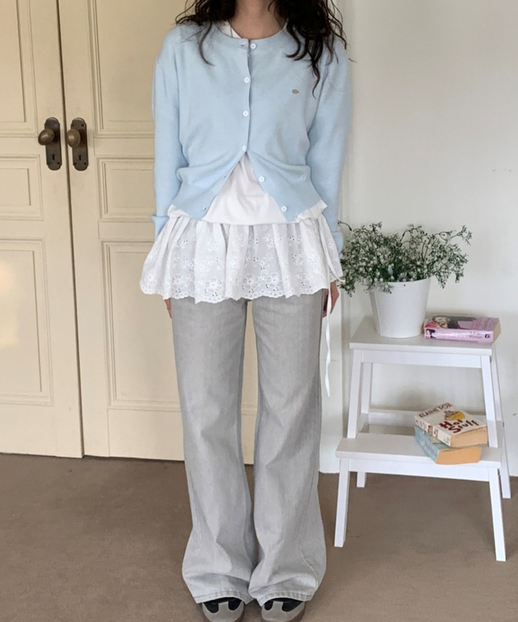 ウォッシングワイドデニムパンツ GREY