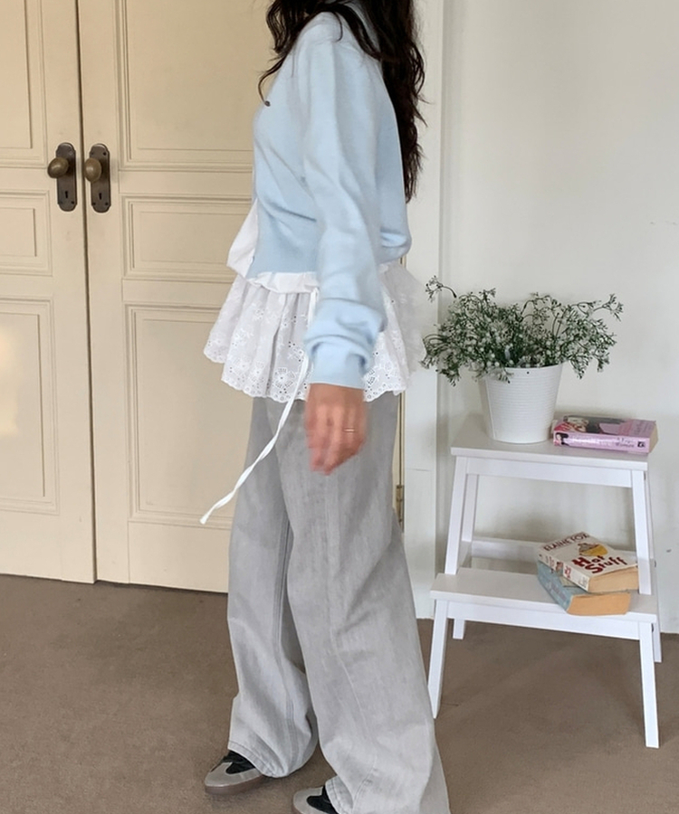 ウォッシングワイドデニムパンツ GREY