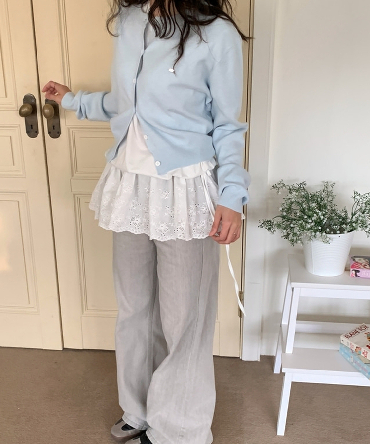 ウォッシングワイドデニムパンツ GREY
