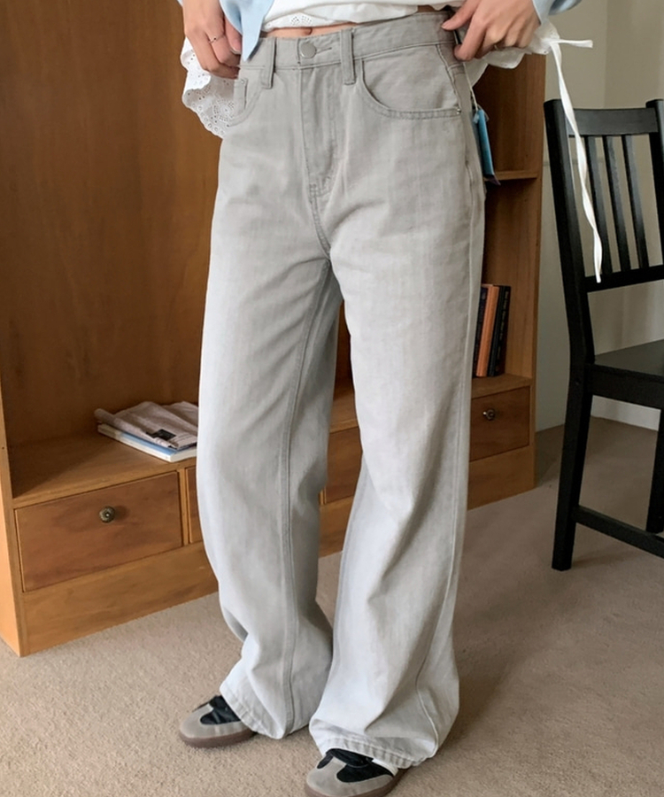 ウォッシングワイドデニムパンツ GREY