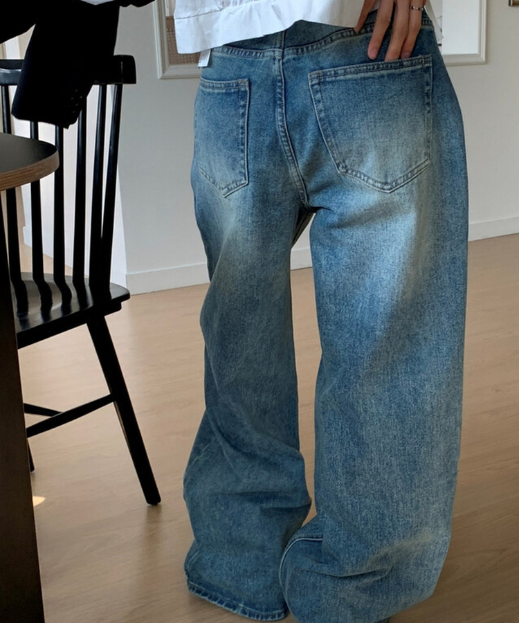 ビンテージウォッシングワイドデニムパンツ BLUE