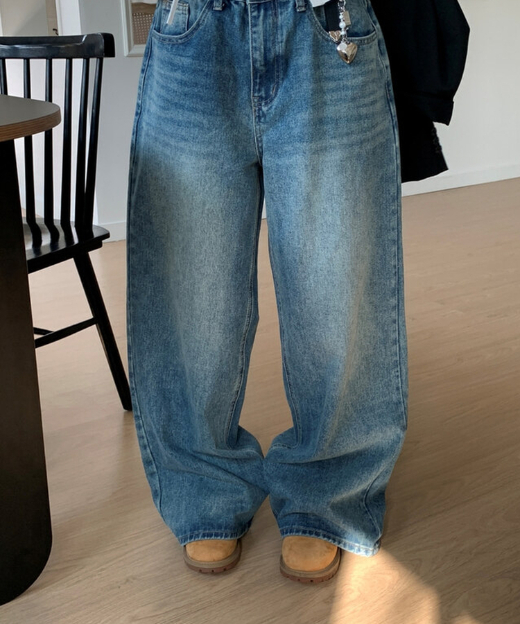 ビンテージウォッシングワイドデニムパンツ BLUE