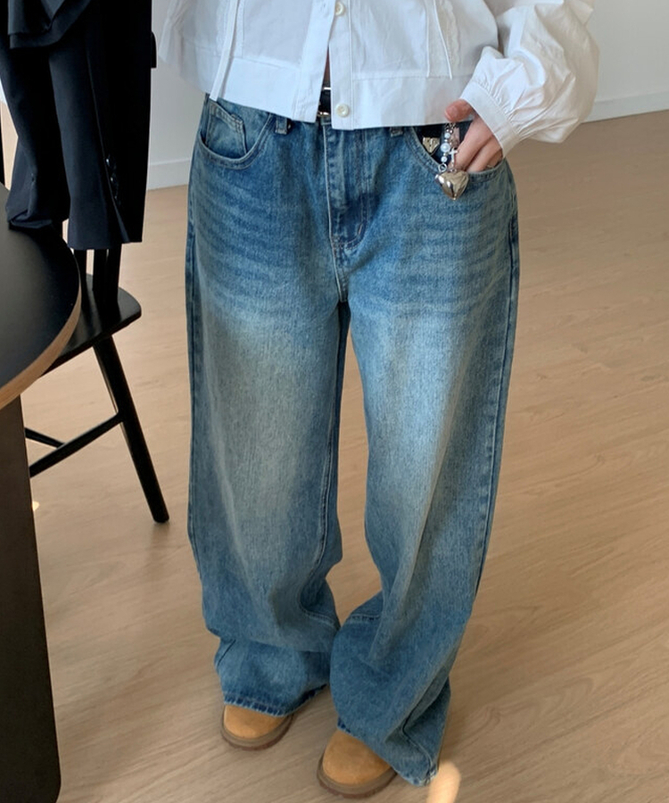 ビンテージウォッシングワイドデニムパンツ BLUE