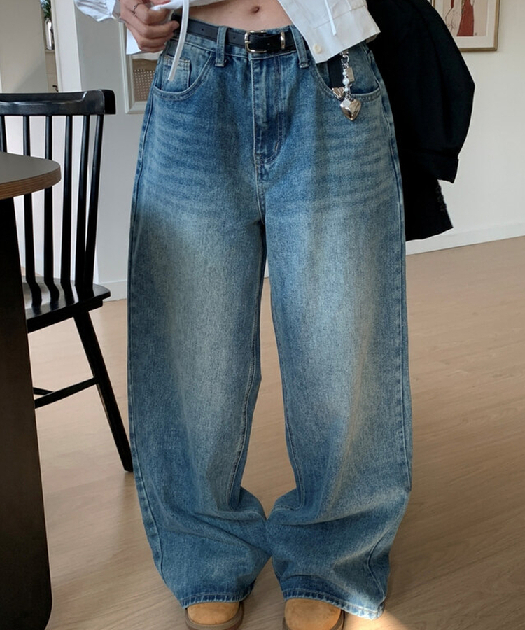 ビンテージウォッシングワイドデニムパンツ BLUE