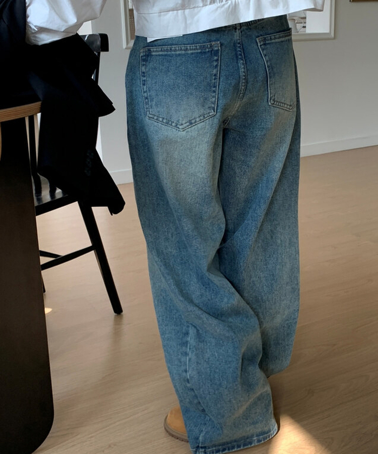 ビンテージウォッシングワイドデニムパンツ BLUE