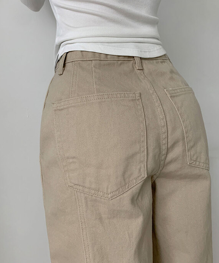 【丈別】コットンワイドハイウエストロングパンツ BEIGE