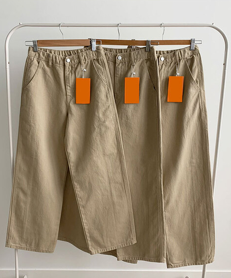 【丈別】コットンワイドハイウエストロングパンツ