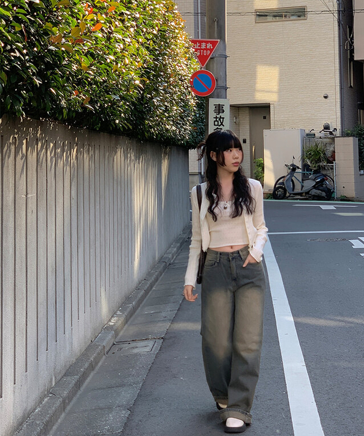 【SET】パンチングキャミソールカーディガン IVORY