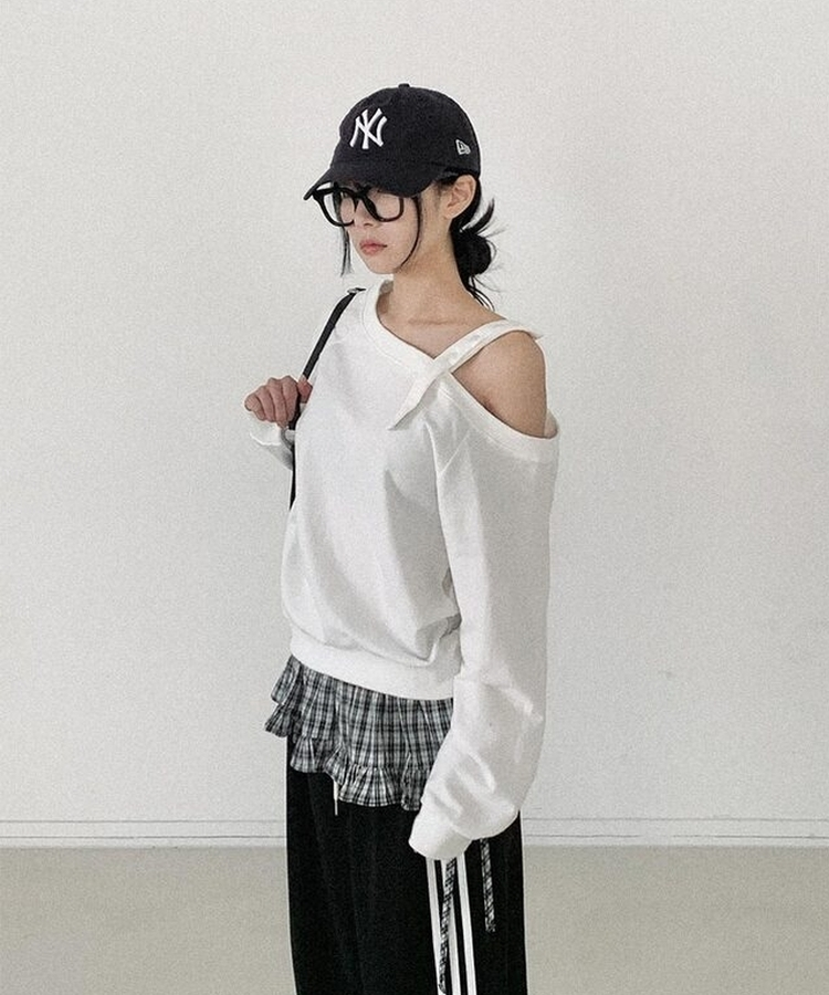 チェックフリルレースレイヤードラップスカート IVORY
