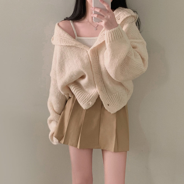ハイウエストボタンプリーツミニスカート BEIGE