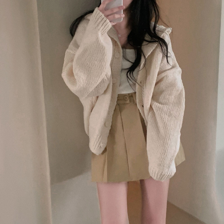 ハイウエストボタンプリーツミニスカート BEIGE