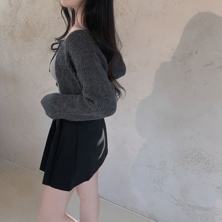 ハイウエストボタンプリーツミニスカート BLACK