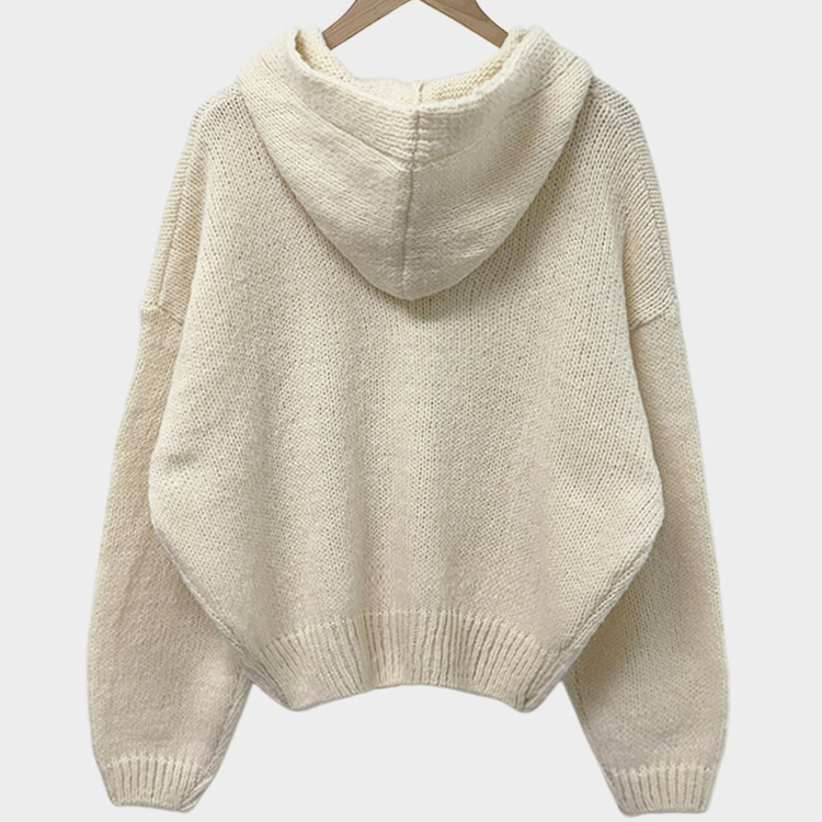 フードボタンニットカーディガン(5color)