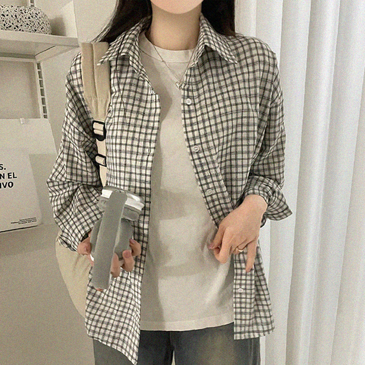 チェックオーバーフィットシャツ IVORY
