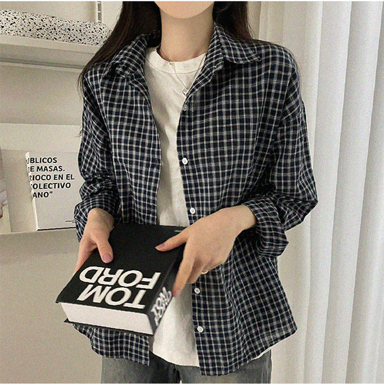 チェックオーバーフィットシャツ NAVY