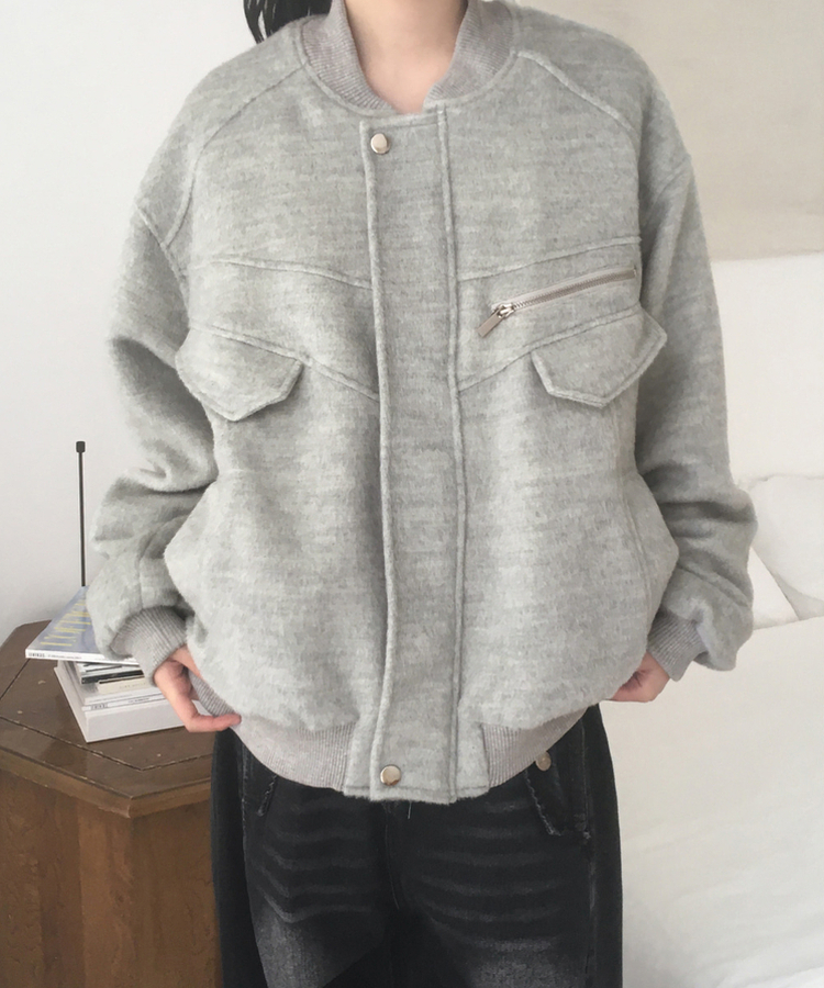 モヘアファスナーブルゾンジャンパー LIGHT GRAY