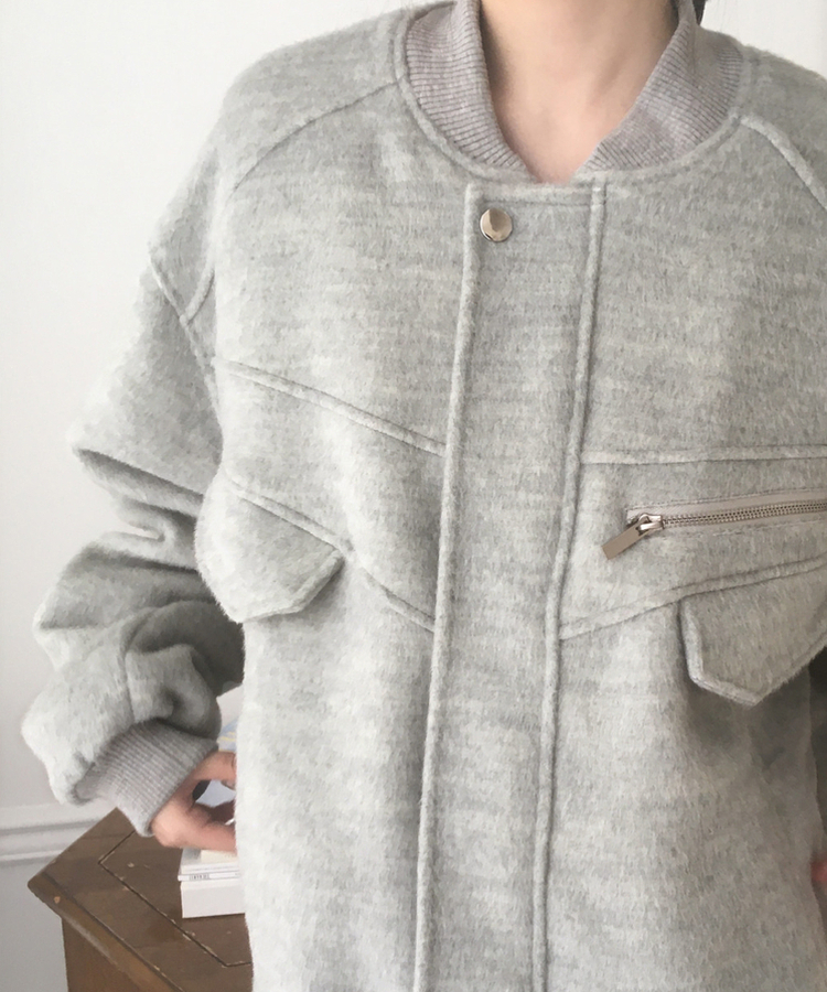 モヘアファスナーブルゾンジャンパー LIGHT GRAY