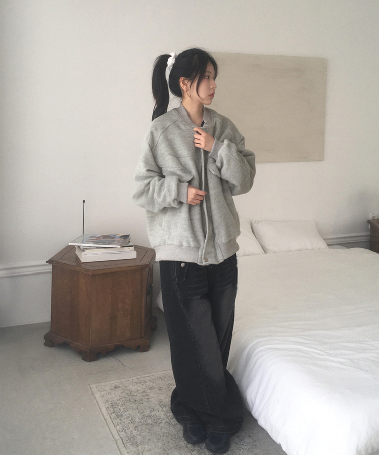 モヘアファスナーブルゾンジャンパー LIGHT GRAY