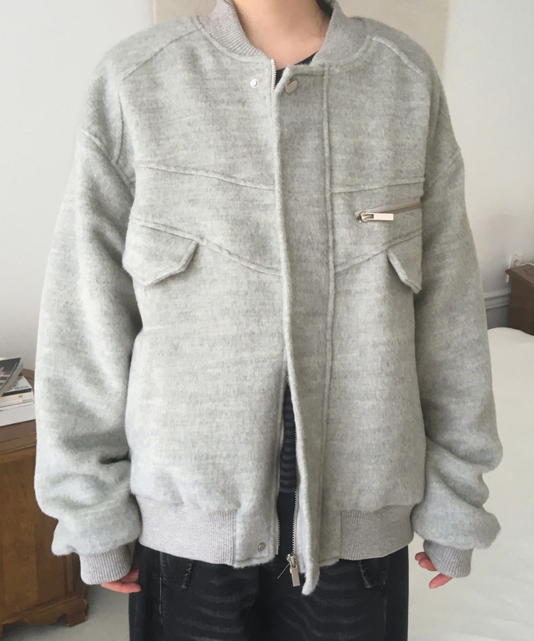 モヘアファスナーブルゾンジャンパー LIGHT GRAY