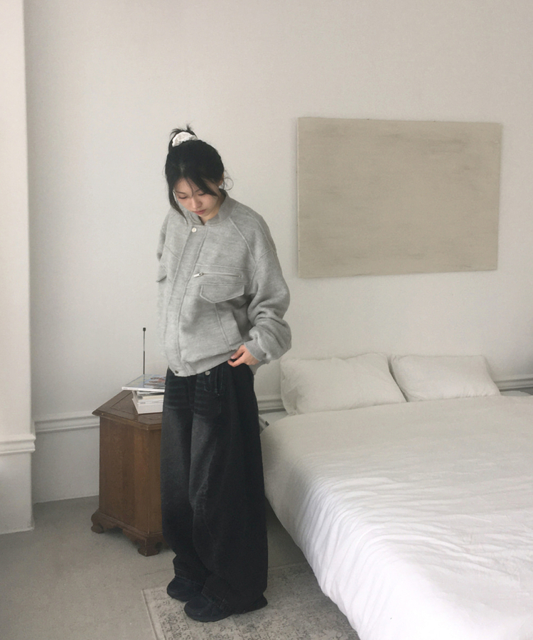 モヘアファスナーブルゾンジャンパー LIGHT GRAY