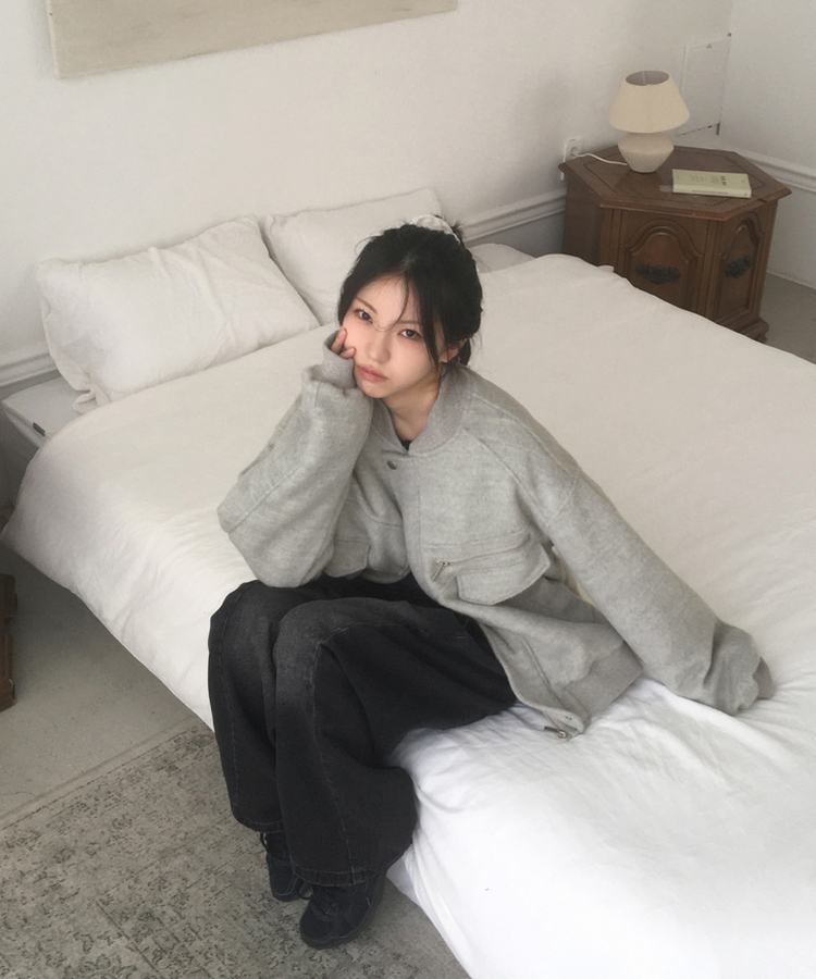 モヘアファスナーブルゾンジャンパー LIGHT GRAY