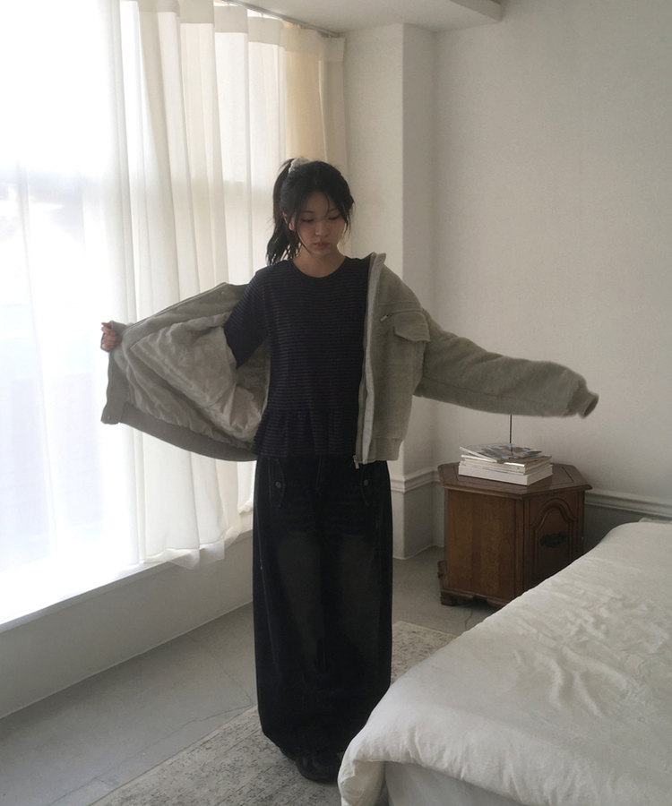 モヘアファスナーブルゾンジャンパー LIGHT GRAY