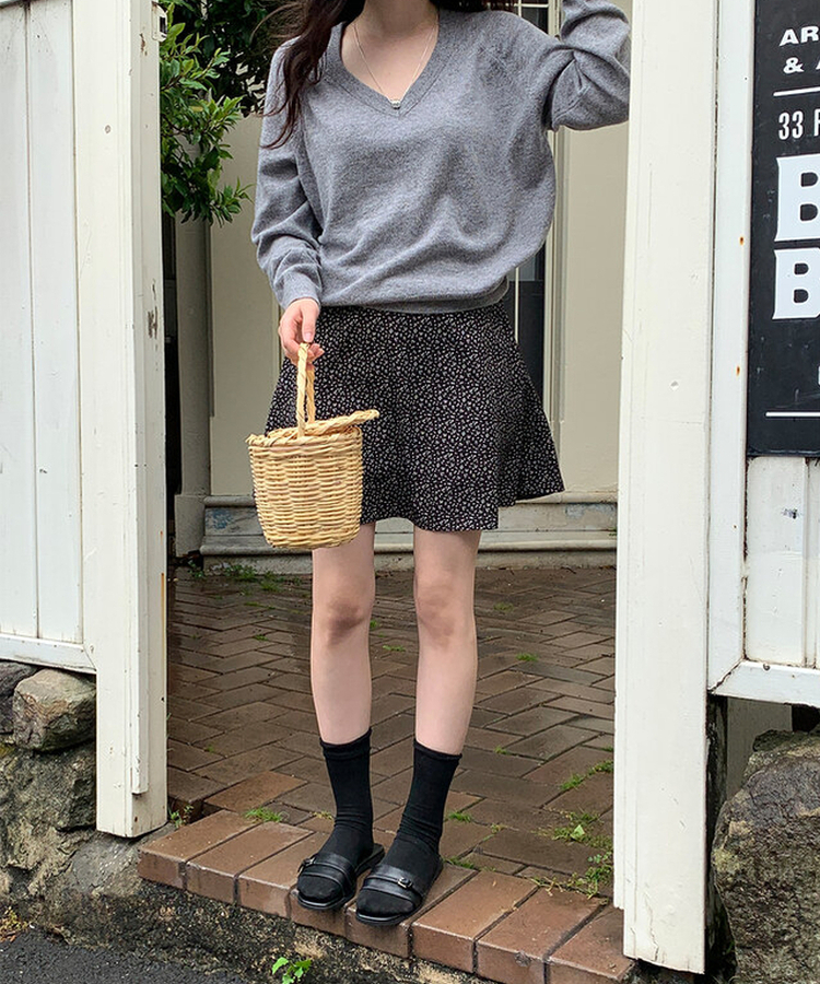 ルーズフィットウールVネックニット(6color) GREY