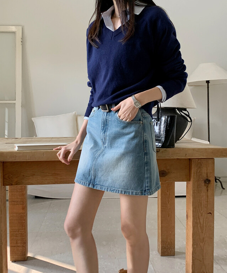 ルーズフィットウールVネックニット(6color) NAVY