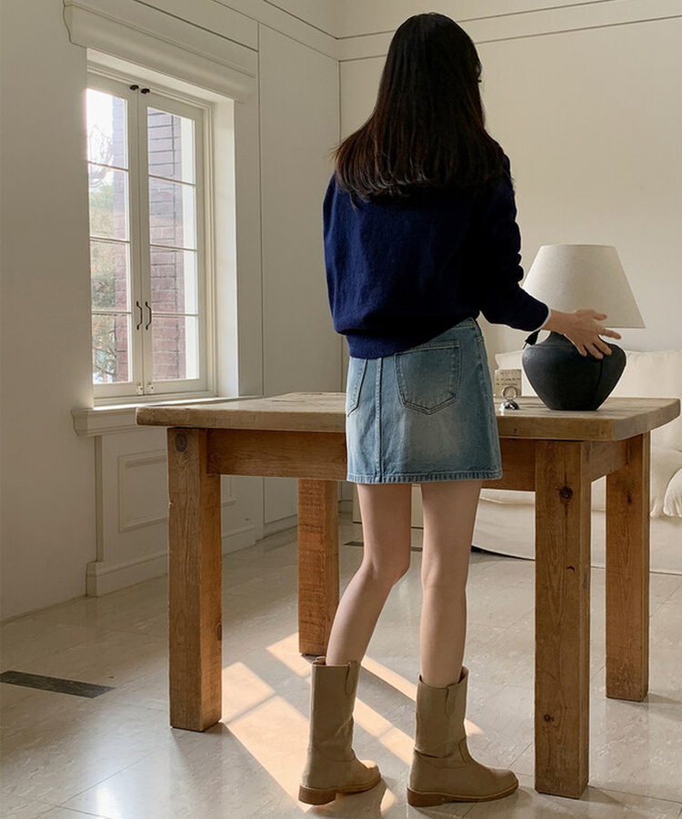 ルーズフィットウールVネックニット(6color) NAVY