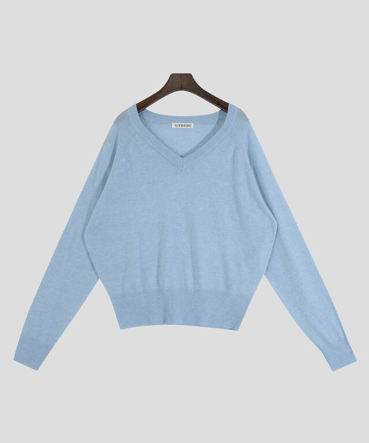 ルーズフィットウールVネックニット(6color)