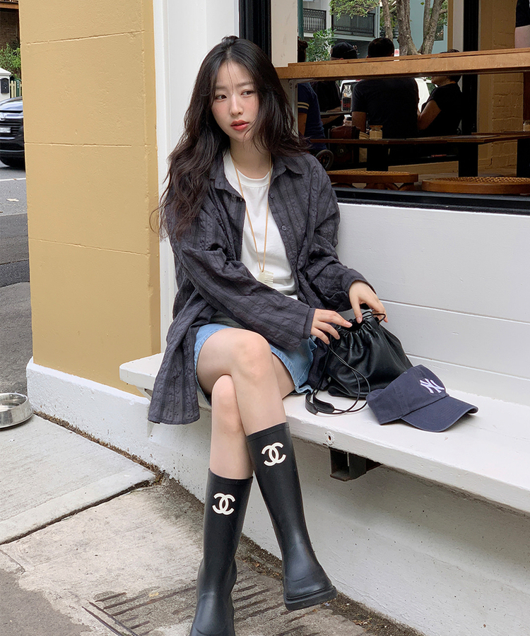 タウンルーズフィットチェックシャツ CHARCOAL BLACK
