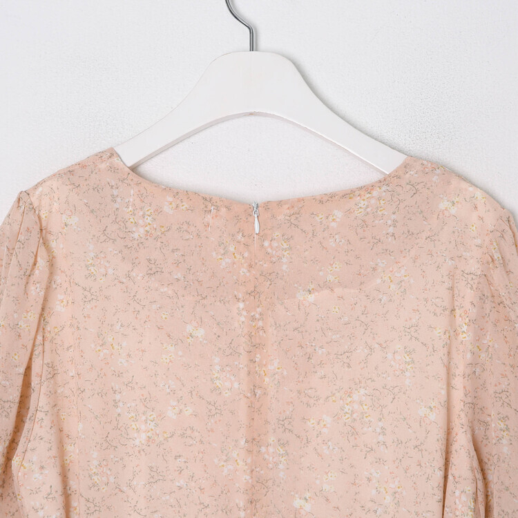 플라워 셔링 하트넥 롱원피스 (3color)