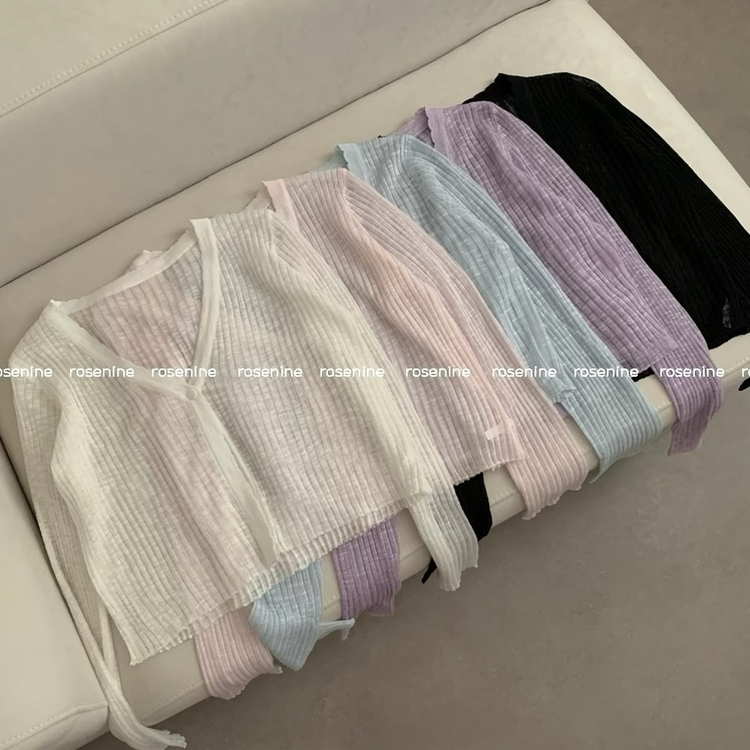 シースルーVネッククロップカーディガン(5color)