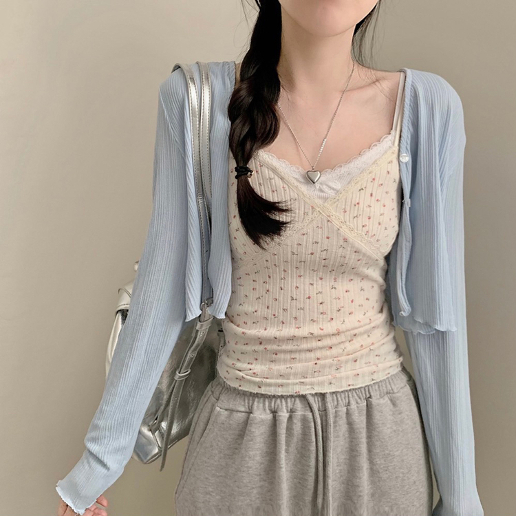 フラワーレースレイヤードキャミソール(5color) CREAM