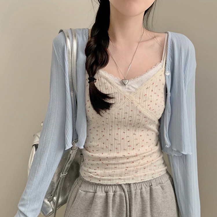フラワーレースレイヤードキャミソール(5color) CREAM