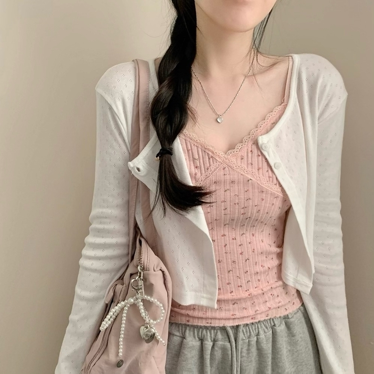 フラワーレースレイヤードキャミソール(5color) LIGHT PINK