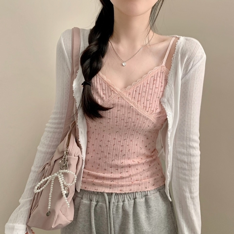 フラワーレースレイヤードキャミソール(5color) LIGHT PINK
