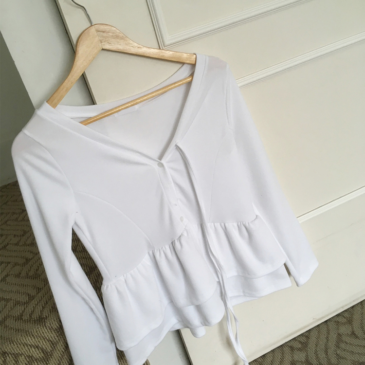 ティアードフリルリボン長袖Tシャツ