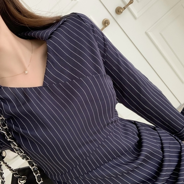 シャツラップVネックミニワンピース NAVY