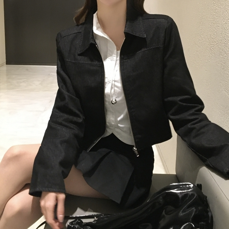 ロアデニムシングルジャケット BLACK
